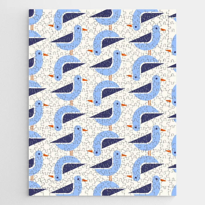 Blue Seagulls Pattern Jigsaw Puzzle Gallery Image 1