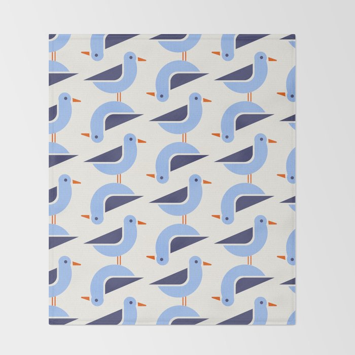 Blue Seagulls Pattern Throw Blanket Gallery Image 2