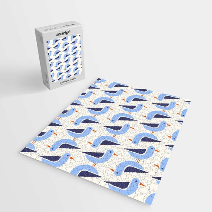 Blue Seagulls Pattern Jigsaw Puzzle Gallery Image 2
