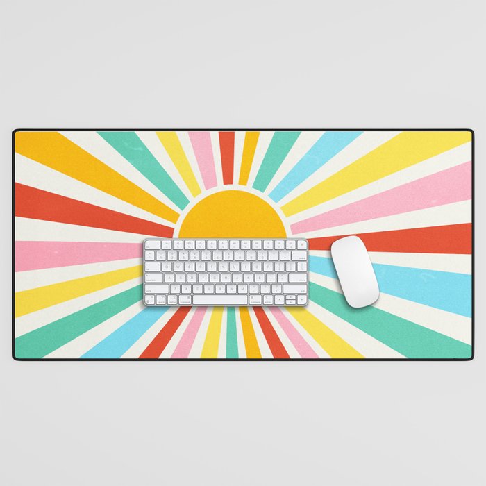 Retro Sunrise 2: 80s Rainbow Edition Desk Mat Gallery Image 1