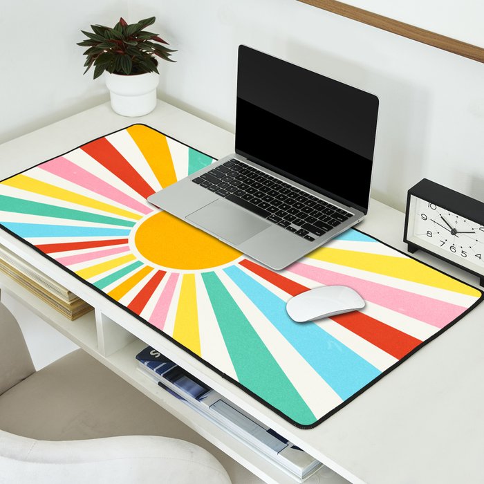 Retro Sunrise 2: 80s Rainbow Edition Desk Mat Gallery Image 2
