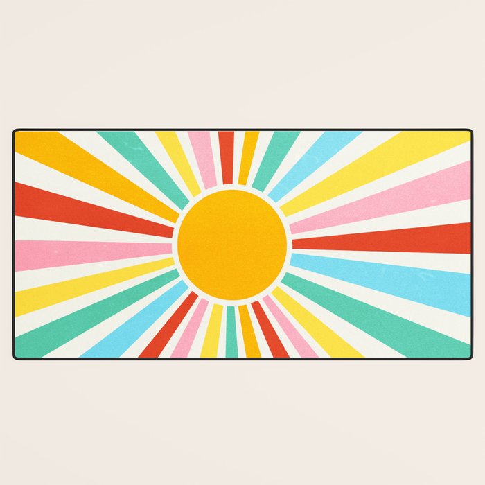 Retro Sunrise 2: 80s Rainbow Edition Desk Mat Gallery Image 3