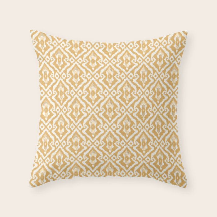 Modern Ikat Sunshine Yellow Throw Pillow Gallery Image 6
