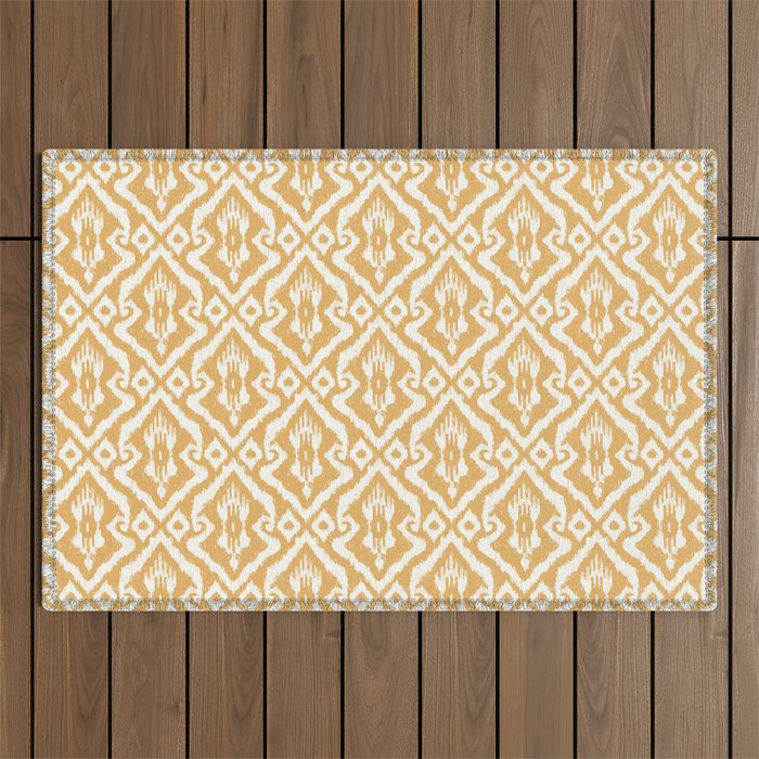 Modern Ikat Sunshine Yellow Outdoor Rug Gallery Image 1