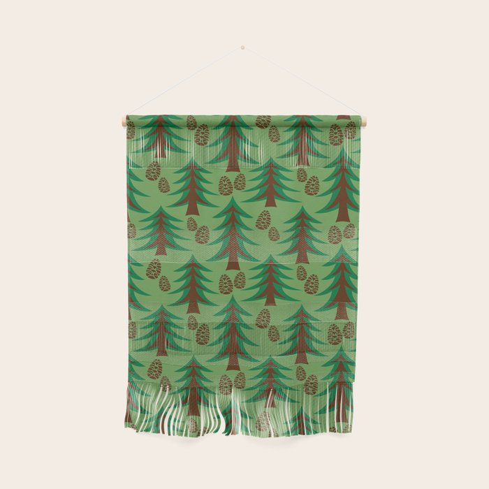 Abstract Fir Trees and Pine Cones Wall Hanging Gallery Image 1