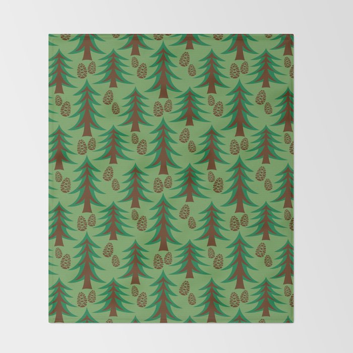 Abstract Fir Trees and Pine Cones Throw Blanket Gallery Image 2