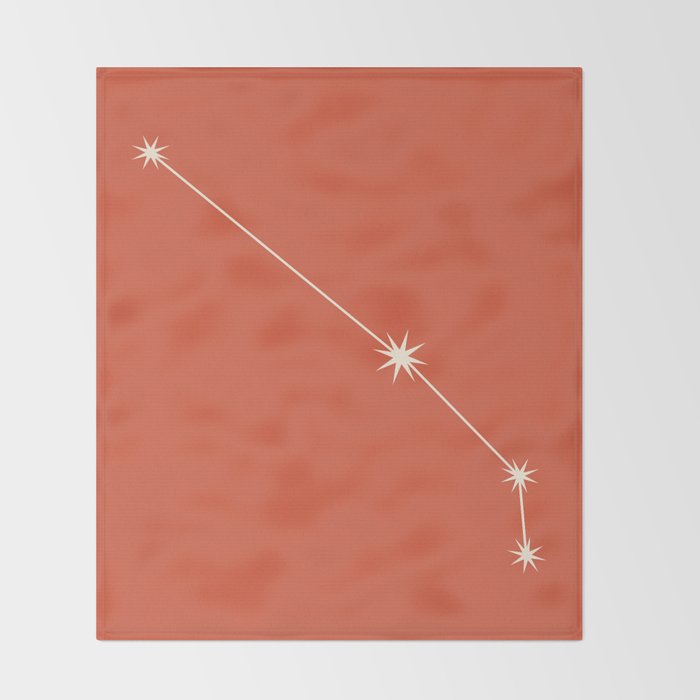 Aries Zodiac Star Constellation Line Art Coral Red Throw Blanket Gallery Image 2