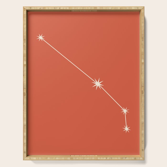Aries Zodiac Star Constellation Line Art Coral Red Serving Tray Gallery Image 1