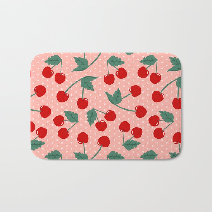 Cherry Kitsch on Pink Bath Mat Gallery Image 1