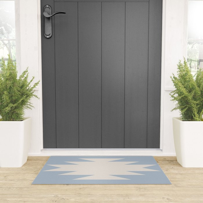 Geometric Southwestern Minimalism - Soft Sky Blue Welcome Mat Gallery Image 3