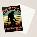 Bigfoot Funny Believe In Yourself Motivational Sasquatch Vintage Sunset Stationery Card Gallery Image 2