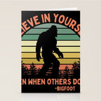 Bigfoot Funny Believe In Yourself Motivational Sasquatch Vintage Sunset Stationery Card Gallery Image 2