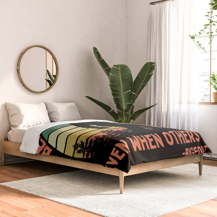 Bigfoot Funny Believe In Yourself Motivational Sasquatch Vintage Sunset Comforter Gallery Image 2