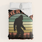 Bigfoot Funny Believe In Yourself Motivational Sasquatch Vintage Sunset Comforter Gallery Image 6