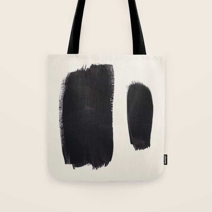 Mid Century Modern Minimalist Abstract Art Brush Strokes Black & White Ink Art Brush Strokes Tote Bag Gallery Image 1