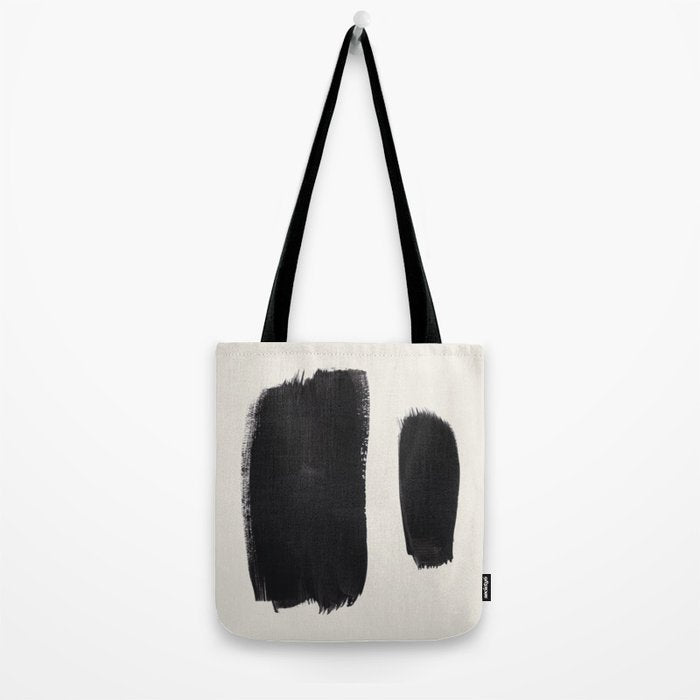 Mid Century Modern Minimalist Abstract Art Brush Strokes Black & White Ink Art Brush Strokes Tote Bag Gallery Image 2