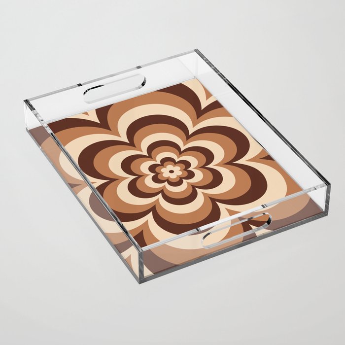 70s Retro Flower Power in Coffee Brown Acrylic Tray Gallery Image 1