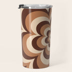 70s Retro Flower Power in Coffee Brown Travel Mug Gallery Image 3