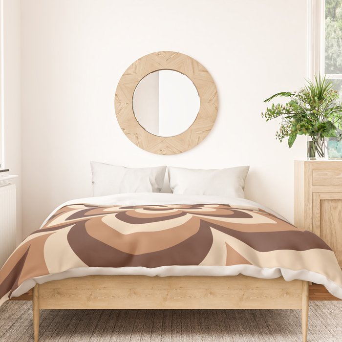 70s Retro Flower Power in Coffee Brown Duvet Cover Gallery Image 3