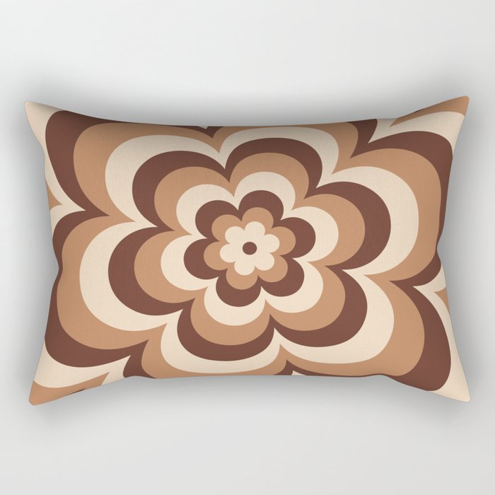 70s Retro Flower Power in Coffee Brown Rectangular Pillow Gallery Image 1