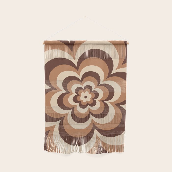 70s Retro Flower Power in Coffee Brown Wall Hanging Gallery Image 1