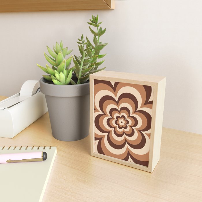70s Retro Flower Power in Coffee Brown Mini Art Print Gallery Image 2
