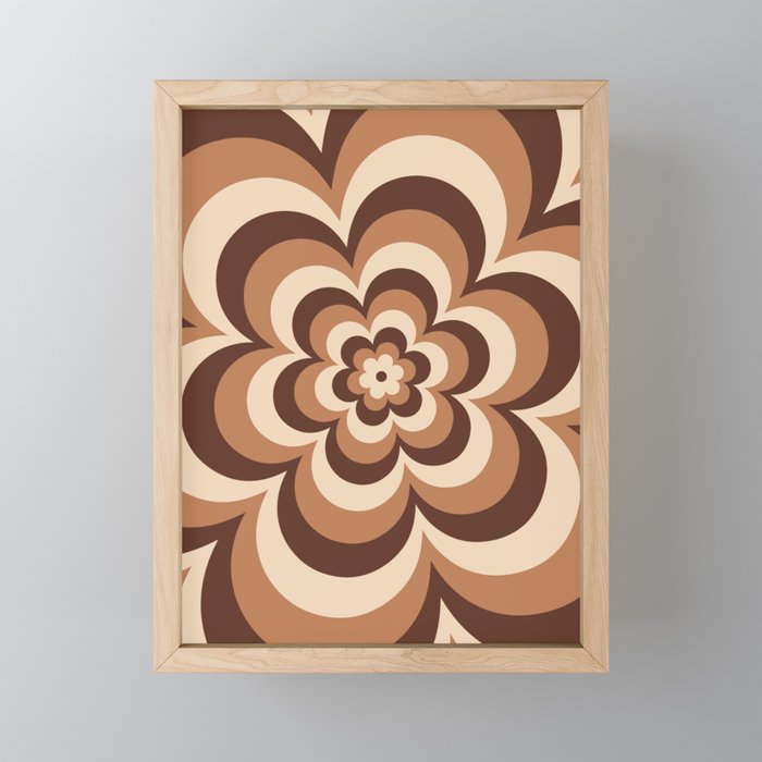 70s Retro Flower Power in Coffee Brown Mini Art Print Gallery Image 1