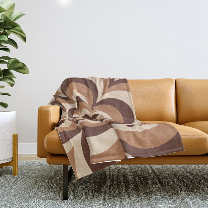 70s Retro Flower Power in Coffee Brown Throw Blanket Gallery Image 1