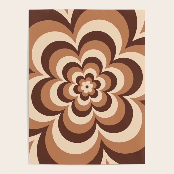 70s Retro Flower Power in Coffee Brown Poster Gallery Image 4