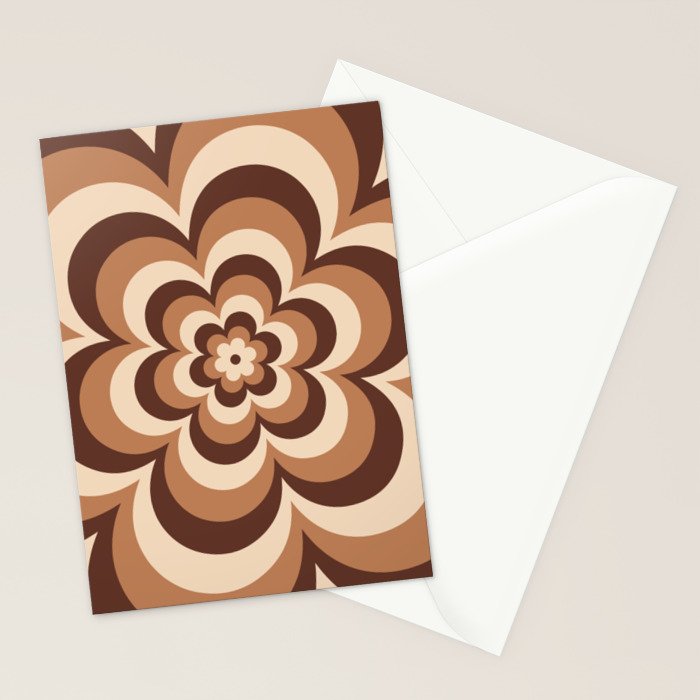 70s Retro Flower Power in Coffee Brown Stationery Card Gallery Image 2