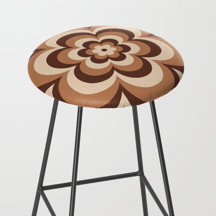 70s Retro Flower Power in Coffee Brown Stool Gallery Image 2