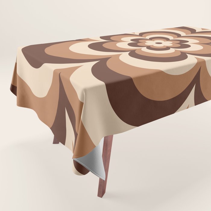 70s Retro Flower Power in Coffee Brown Tablecloth Gallery Image 1