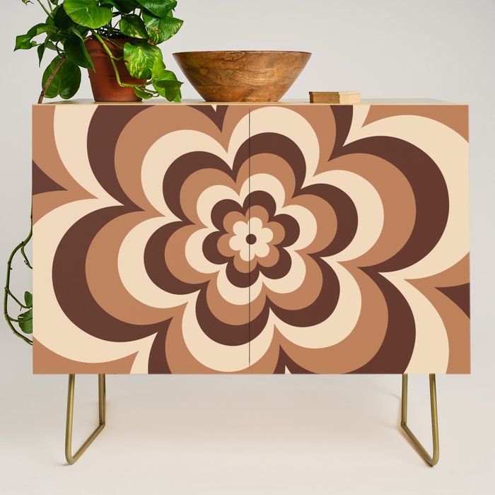 70s Retro Flower Power in Coffee Brown Credenza Gallery Image 1