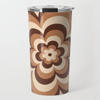 70s Retro Flower Power in Coffee Brown Travel Mug Gallery Image 1
