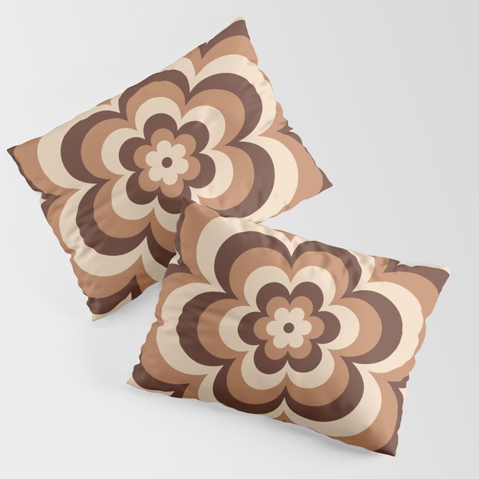 70s Retro Flower Power in Coffee Brown Pillow Sham Gallery Image 3