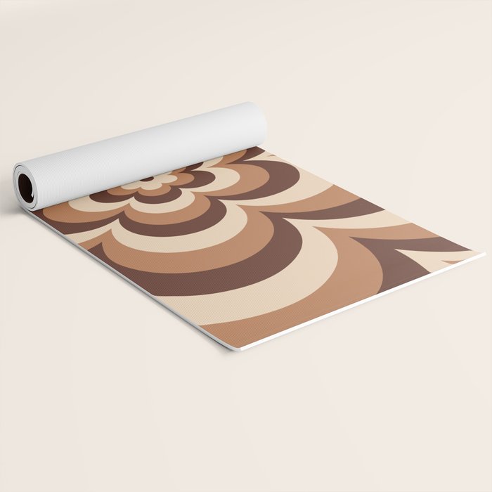 70s Retro Flower Power in Coffee Brown Yoga Mat Gallery Image 2