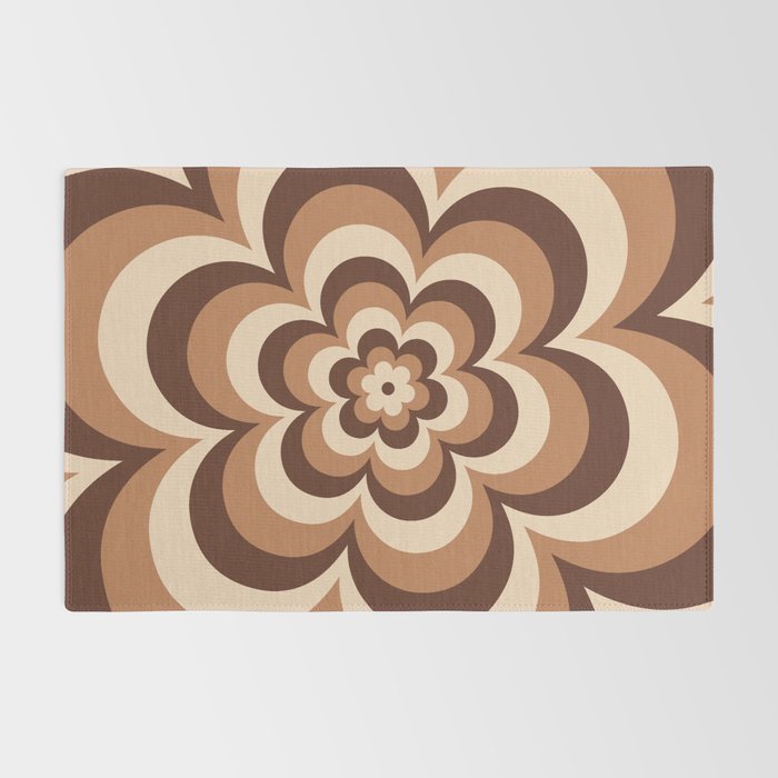 70s Retro Flower Power in Coffee Brown Rug Gallery Image 2