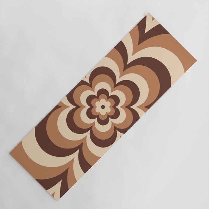 70s Retro Flower Power in Coffee Brown Yoga Mat Gallery Image 1