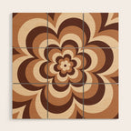70s Retro Flower Power in Coffee Brown Wood Wall Art Gallery Image 1