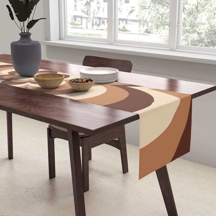 70s Retro Flower Power in Coffee Brown Table Runner Gallery Image 2