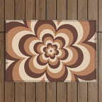 70s Retro Flower Power in Coffee Brown Outdoor Rug Gallery Image 1