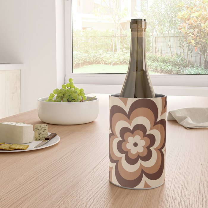 70s Retro Flower Power in Coffee Brown Wine Chiller Gallery Image 4