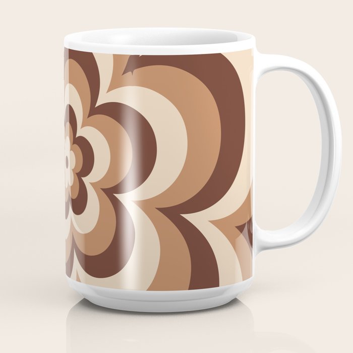 70s Retro Flower Power in Coffee Brown Coffee Mug Gallery Image 2