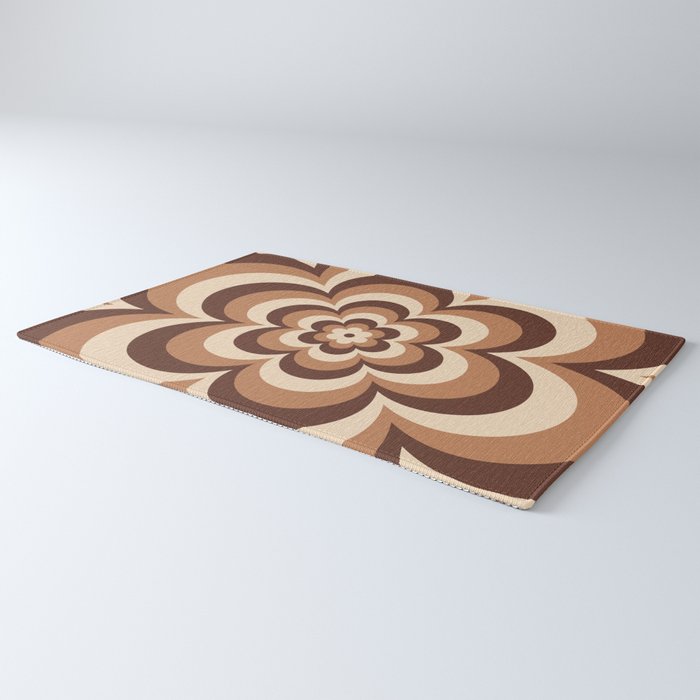 70s Retro Flower Power in Coffee Brown Rug Gallery Image 3