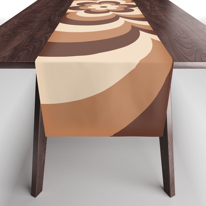 70s Retro Flower Power in Coffee Brown Table Runner Gallery Image 1
