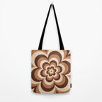70s Retro Flower Power in Coffee Brown Tote Bag Gallery Image 2