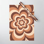 70s Retro Flower Power in Coffee Brown Wrapping Paper Gallery Image 1