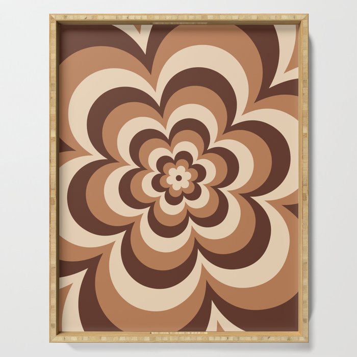 70s Retro Flower Power in Coffee Brown Serving Tray Gallery Image 1
