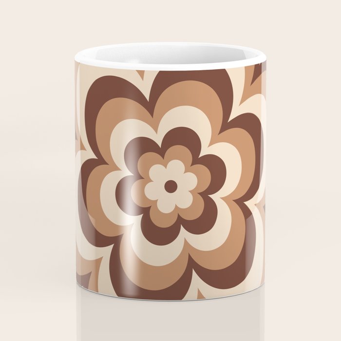 70s Retro Flower Power in Coffee Brown Coffee Mug Gallery Image 4
