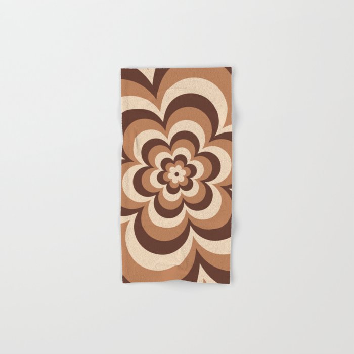 70s Retro Flower Power in Coffee Brown Bath Towel Gallery Image 1